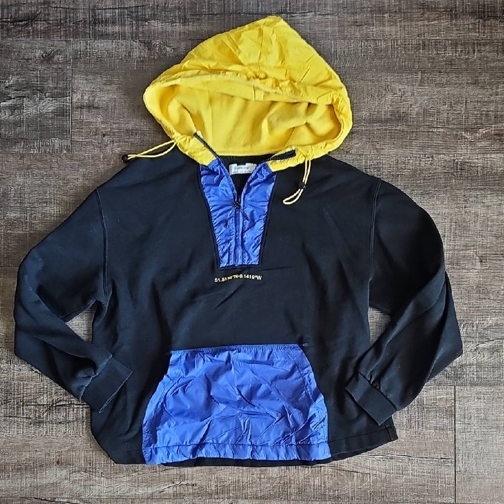 Topman Black Jacket with Yellow Trim and Blue Lining